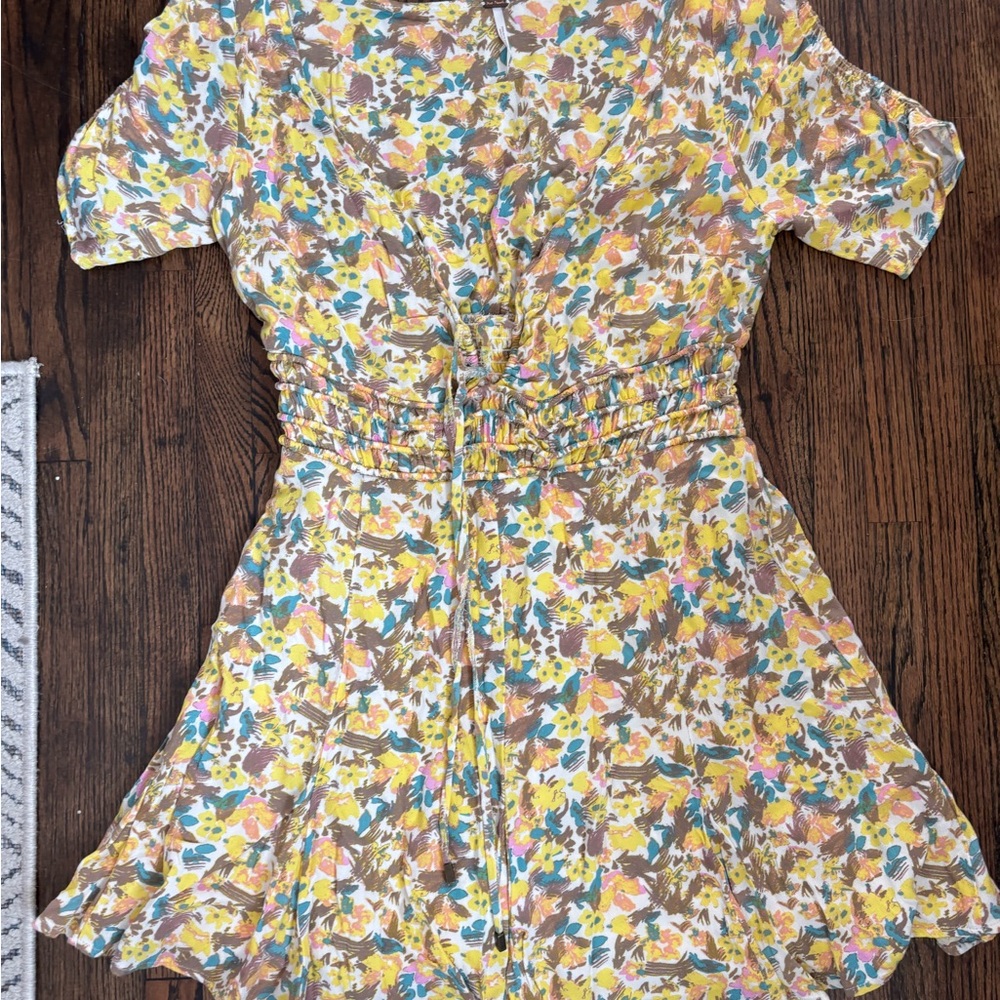 Free People Floral Mini Dress - Yellow, Blue, Brown